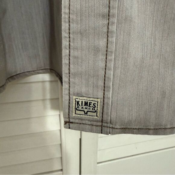 Kimes Ranch Western Long Sleeve Grimes Pearl Snap Gray Denim Shirt - Picture 8 of 16